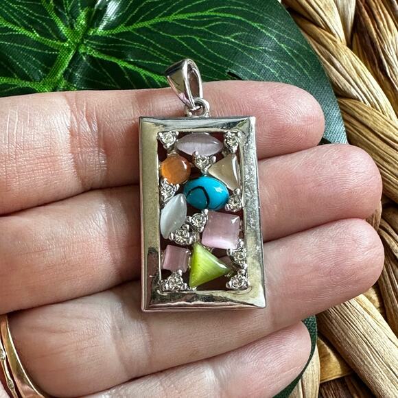 BOGO FREE GEMSTONE LIA SOPHIA NECKLACE PENDANT SILVER - Picture 1 of 6